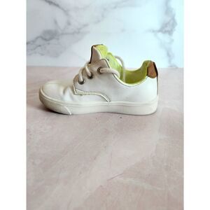 H&M toddler size 9 unisex low cut fashion sneaker white brown leather accent lac